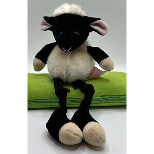 Russ Ding A Ling Black Cream Lamb Sheep Knotted Long Legs Plush Off White 9”